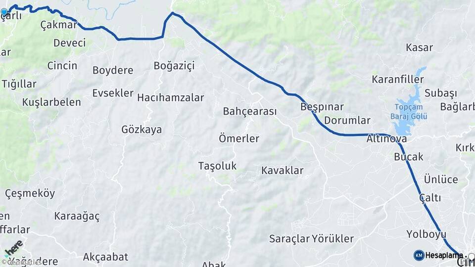 Aydın Koçarlı Çine Arası Kaç Km - Yol Haritası
