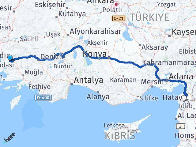 Aydın Koçarlı Hatay Arası Kaç Km - Yol Haritası