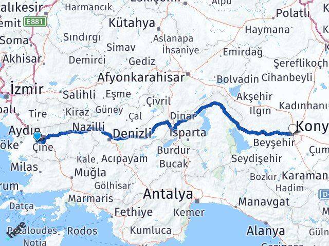 Aydın Koçarlı Konya Arası Kaç Km - Yol Haritası