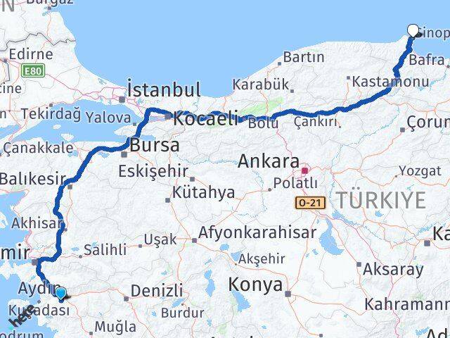 Aydın Koçarlı Sinop Arası Kaç Saat? Yol Haritası, Yakıt, Rota ve Mesafe Hesaplama Aydın Koçarlı Sinop Arası Kaç Km? Kaç Saat? Yol Haritası