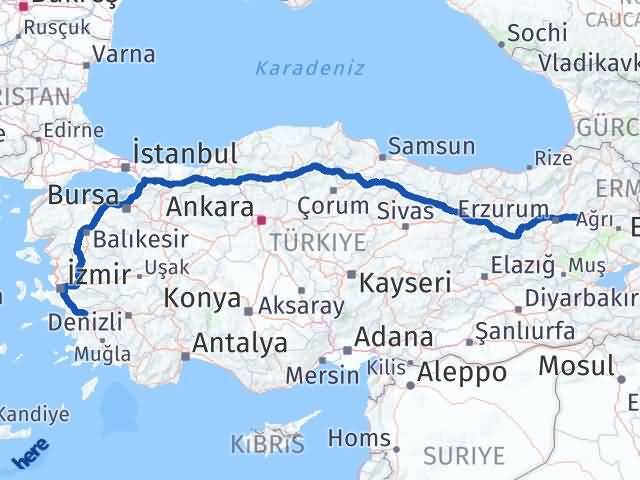 Aydın Köprüköy Erzurum Arası Kaç Km - Yol Haritası