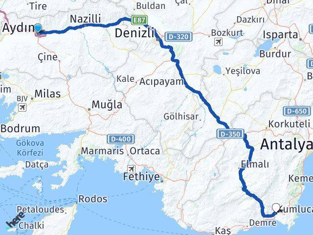 Aydın Kumluca Antalya Arası Kaç Km - Yol Haritası