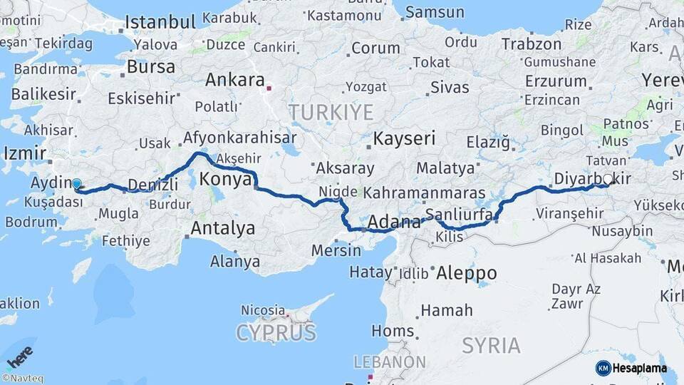 Aydın Kurtalan Siirt Arası Kaç Km - Yol Haritası