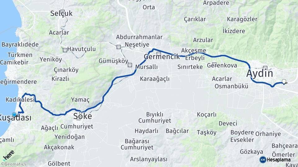Aydın Kuşadası Aydın Çıldır Havalimanı Arası Kaç Km - Yol Haritası