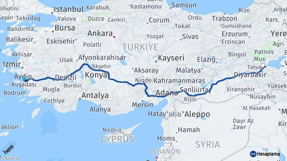 Aydın Kuşadası Bitlis Arası Kaç Saat? Yol Haritası, Yakıt, Rota ve Mesafe Hesaplama Aydın Kuşadası Bitlis Arası Kaç Km? Kaç Saat? Yol Haritası