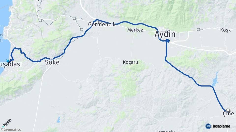 Aydın Kuşadası Çine Arası Kaç Km - Yol Haritası