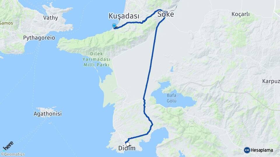 Aydın Kuşadası Güzelçamlı Didim Arası Kaç Km - Yol Haritası