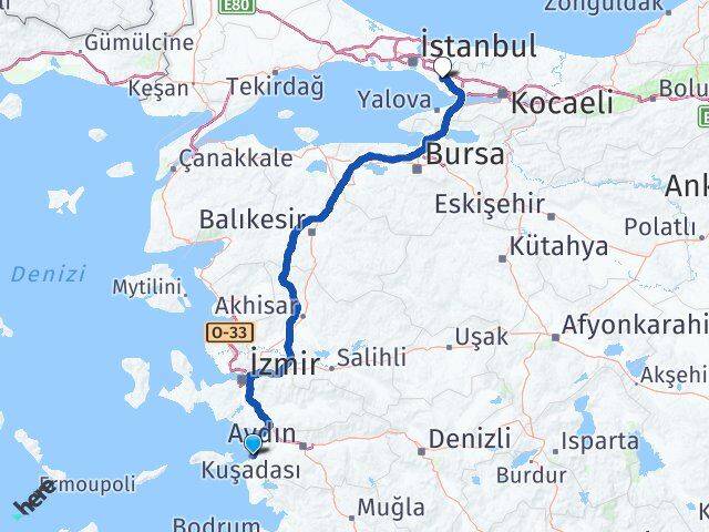 Aydın Kuşadası Sabiha Gökçen Havalimanı Arası Kaç Km - Yol Haritası