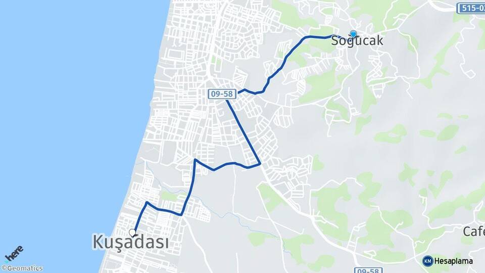Aydın Kuşadası Soğucak Kuşadası Arası Kaç Km - Yol Haritası