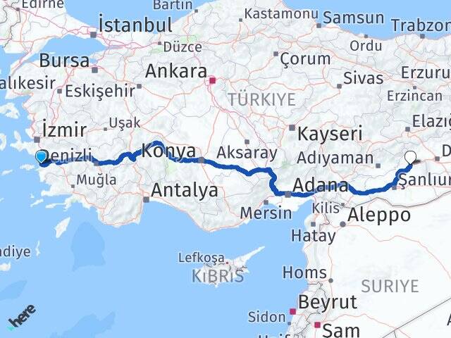 Aydın Kuşadası Soğucak Siverek Şanlıurfa Arası Kaç Km - Yol Haritası