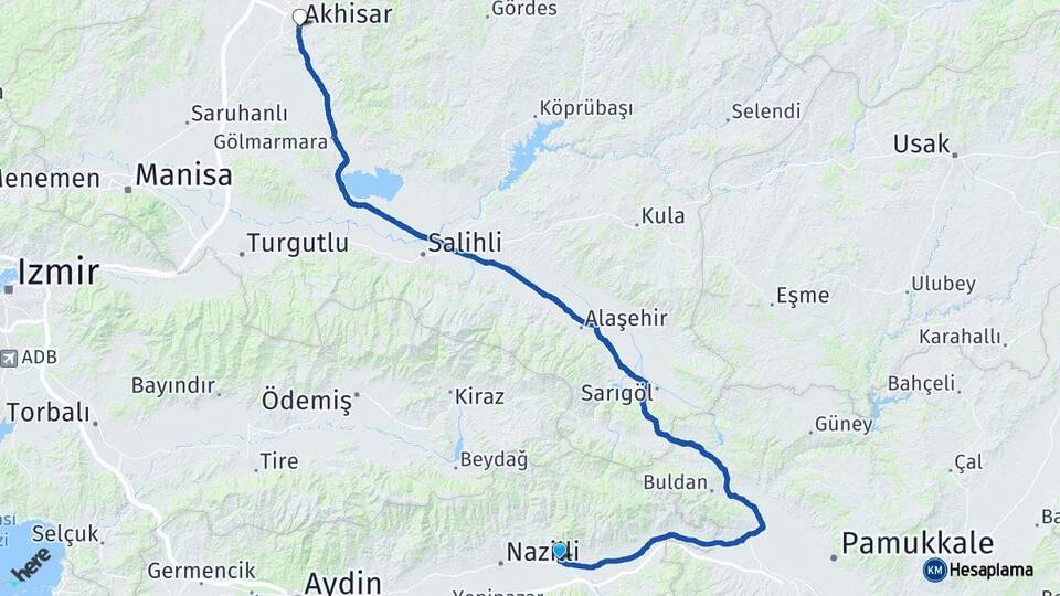 Aydın Kuyucak Akhisar Manisa Arası Kaç Km - Yol Haritası