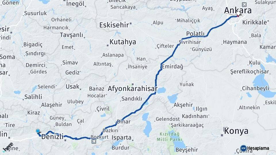 Aydın Kuyucak Ankara Arası Kaç Km - Yol Haritası