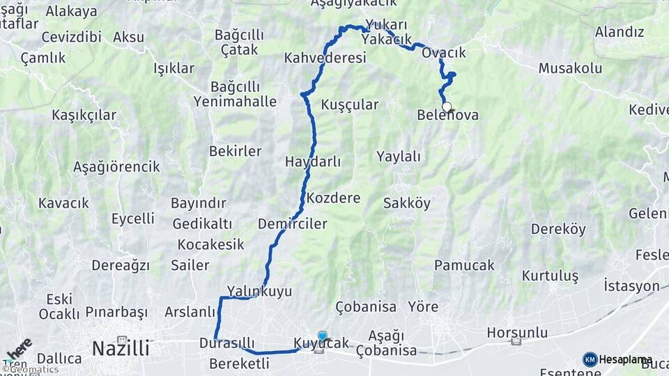 Aydın Kuyucak Belenova Kuyucak Arası Kaç Km - Yol Haritası