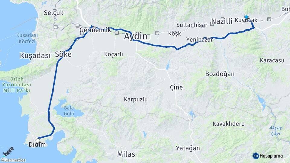 Aydın Kuyucak Didim Arası Kaç Km - Yol Haritası