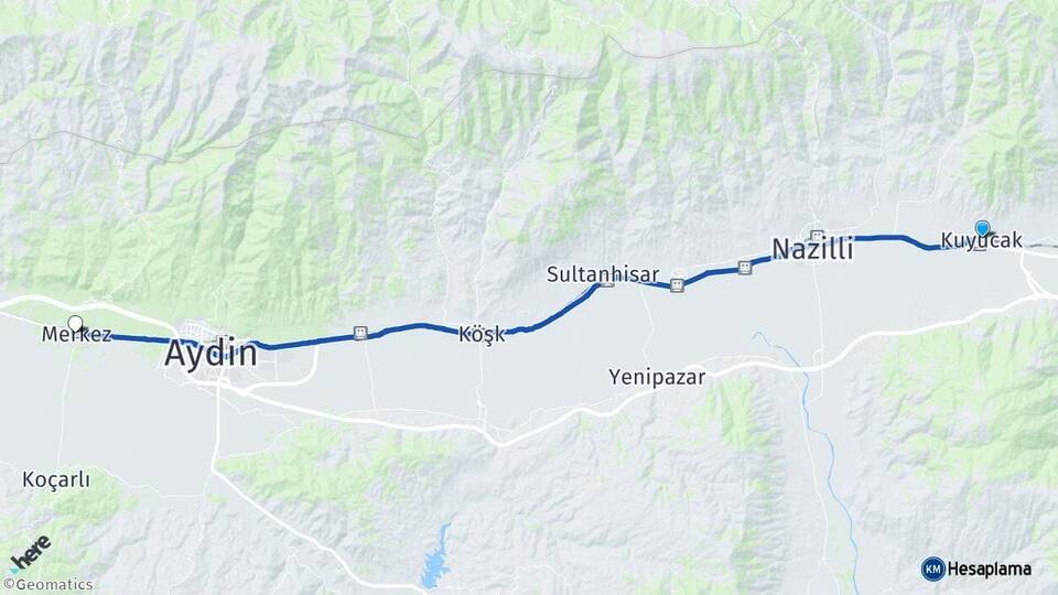 Aydın Kuyucak İncirliova Arası Kaç Km - Yol Haritası