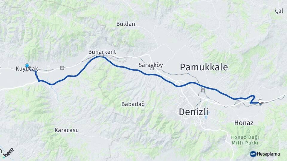 Aydın Kuyucak Kocabaş Honaz Denizli Arası Kaç Km - Yol Haritası