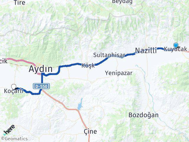 Aydın Kuyucak Koçarlı Arası Kaç Km - Yol Haritası