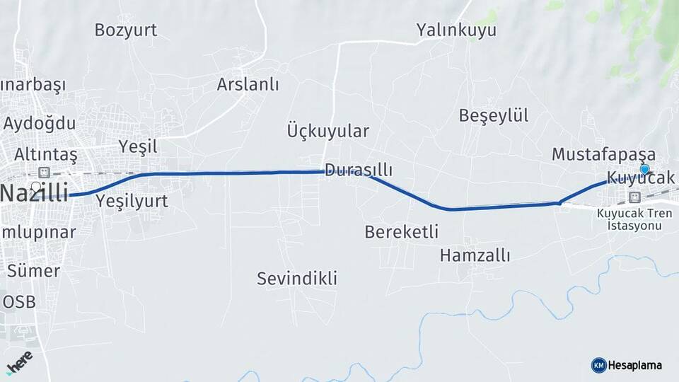 Aydın Kuyucak Nazilli Arası Kaç Km - Yol Haritası