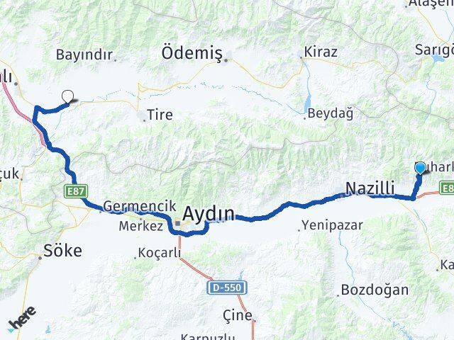 Aydın Kuyucak Pamucak Tire İzmir Arası Kaç Km - Yol Haritası