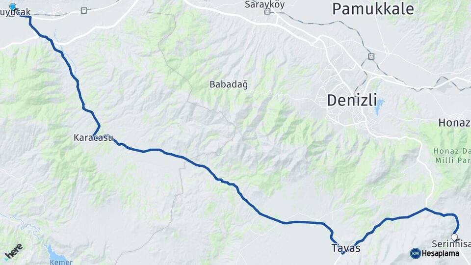 Aydın Kuyucak Serinhisar Denizli Arası Kaç Km - Yol Haritası