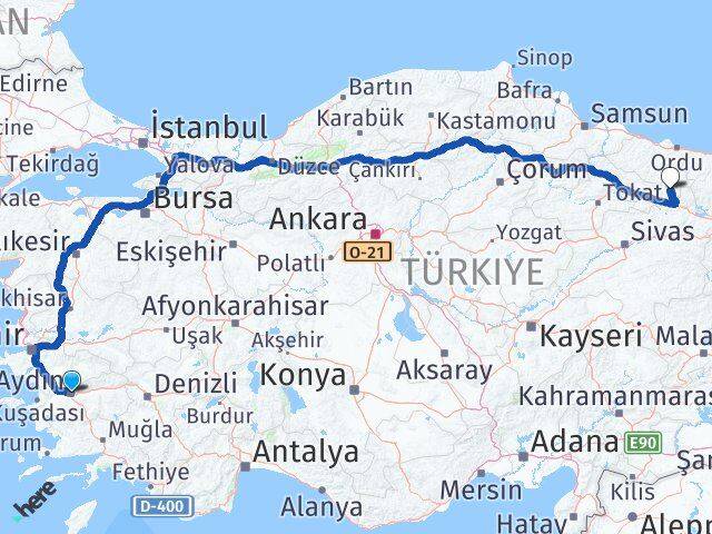 Aydın Mesudiye Ordu Arası Kaç Km - Yol Haritası