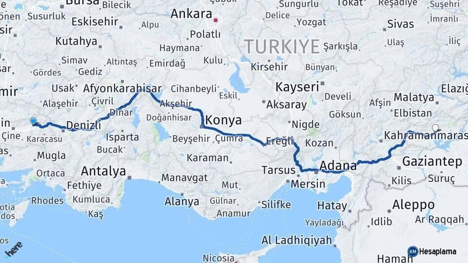 Aydın Nazilli Adıyaman Arası Kaç Km - Yol Haritası
