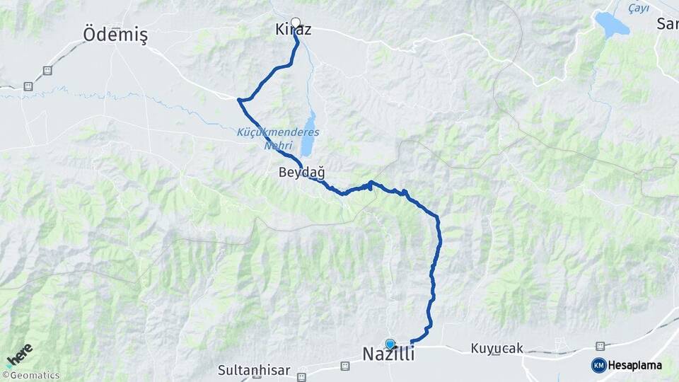 Aydın Nazilli Kiraz İzmir Arası Kaç Km - Yol Haritası