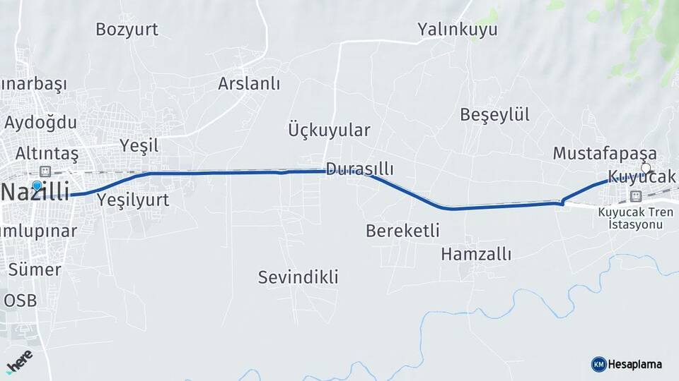 Aydın Nazilli Kuyucak Arası Kaç Km - Yol Haritası