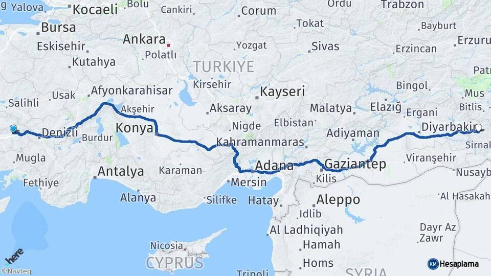 Aydın Nazilli Siirt Arası Kaç Km - Yol Haritası