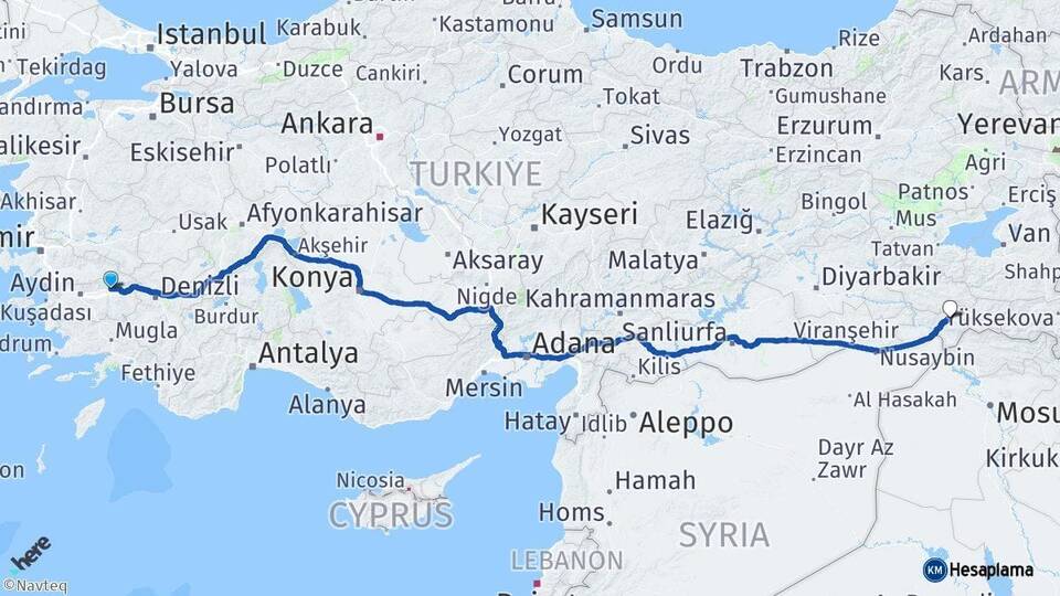 Aydın Nazilli Şırnak Arası Kaç Km - Yol Haritası