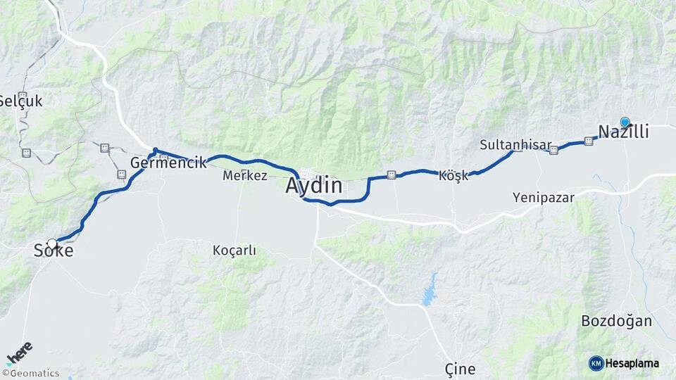 Aydın Nazilli Söke Arası Kaç Km - Yol Haritası