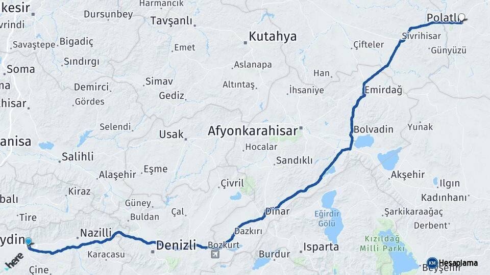Aydın Polatlı Ankara Arası Kaç Km - Yol Haritası