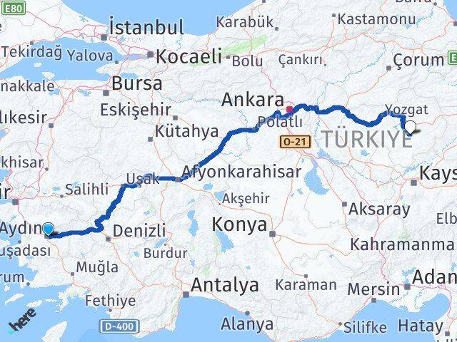 Aydın Sarıkaya Yozgat Arası Kaç Km - Yol Haritası