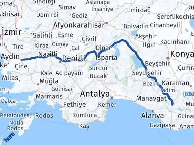 Aydın Sarıveliler Karaman Arası Kaç Km - Yol Haritası