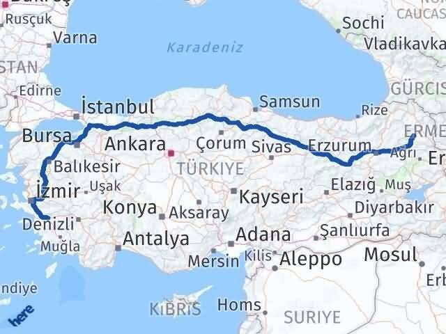 Aydın Selim Kars Arası Kaç Km - Yol Haritası