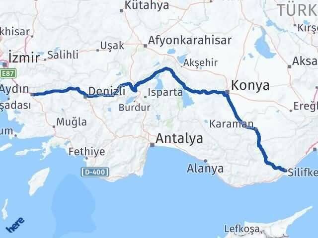 Aydın Silifke Mersin Arası Kaç Km - Yol Haritası
