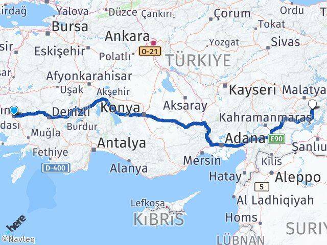 Aydın Sincik Adıyaman Arası Kaç Km - Yol Haritası