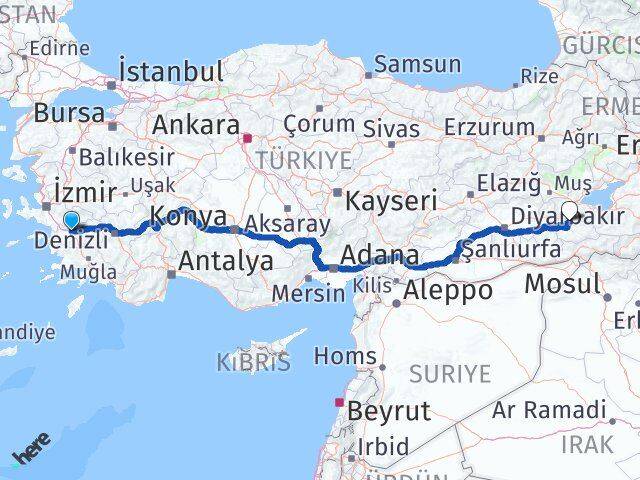 Aydın Şirvan Siirt Arası Kaç Km - Yol Haritası