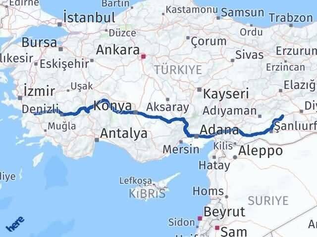 Aydın Siverek Şanlıurfa Arası Kaç Km - Yol Haritası