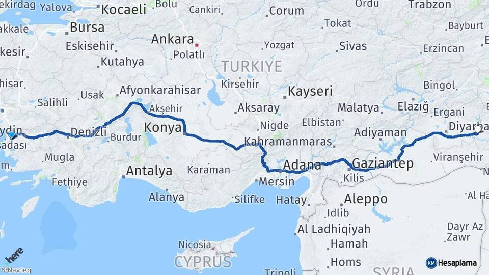 Aydın Söke Batman Arası Kaç Km - Yol Haritası
