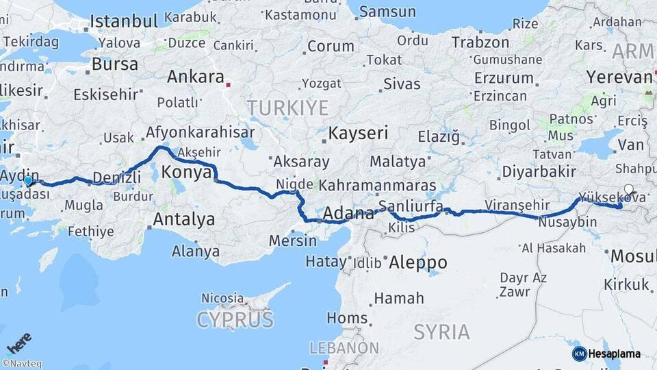 Aydın Söke Hakkari Arası Kaç Km - Yol Haritası