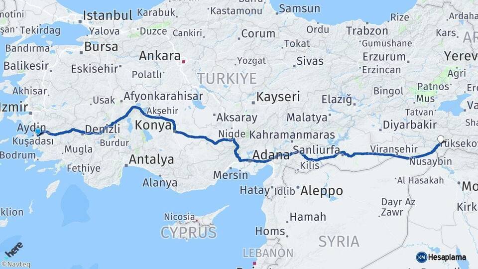 Aydın Söke Şırnak Arası Kaç Km - Yol Haritası