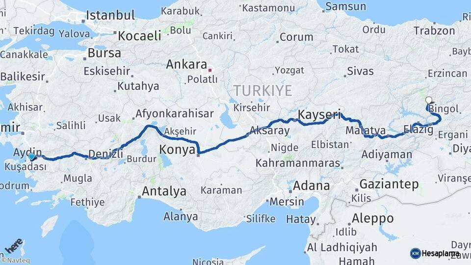 Aydın Söke Tunceli Arası Kaç Km - Yol Haritası