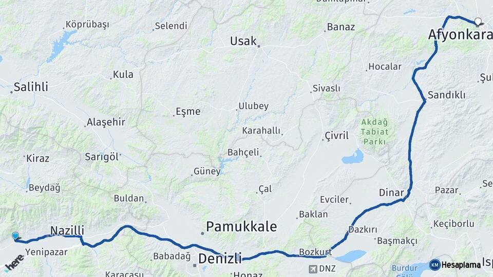 Aydın Sultanhisar Afyonkarahisar Arası Kaç Km - Yol Haritası