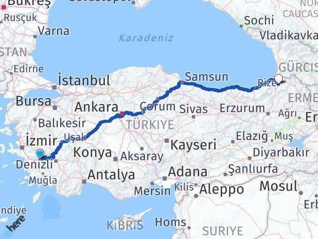 Aydın Sultanhisar Artvin Arası Kaç Km - Yol Haritası