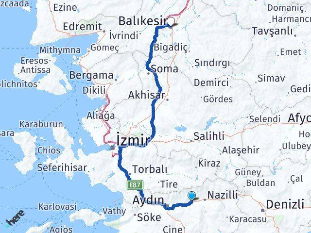 Aydın Sultanhisar Balıkesir Arası Kaç Km - Yol Haritası