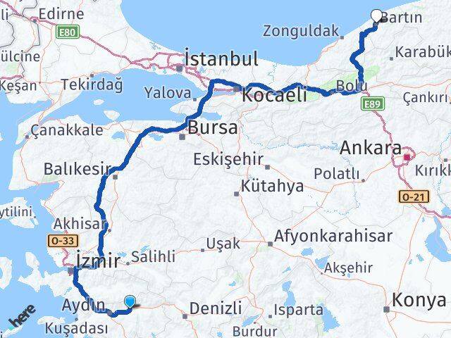 Aydın Sultanhisar Bartın Arası Kaç Km - Yol Haritası