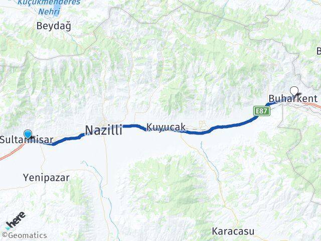 Aydın Sultanhisar Buharkent Arası Kaç Km - Yol Haritası