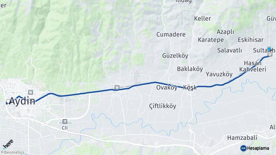 Aydın Sultanhisar Efeler Arası Kaç Km - Yol Haritası