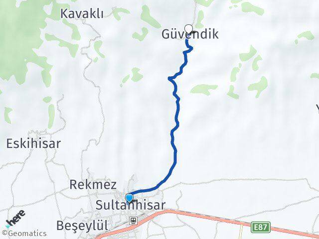Aydın Sultanhisar Güvendik Sultanhisar Arası Kaç Km - Yol Haritası